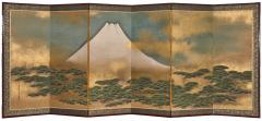 Japanese Six Panel Screen Mount Fuji and Pine - 4358662