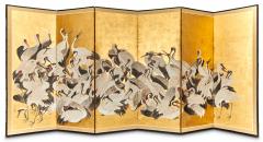 Japanese Six Panel Screen One Hundred Cranes - 3931898