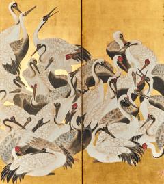 Japanese Six Panel Screen One Hundred Cranes - 3931911