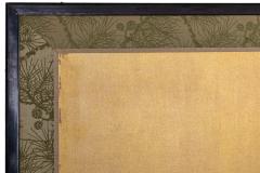 Japanese Six Panel Screen Peonies and Young Growth on Gold Silk - 3443289