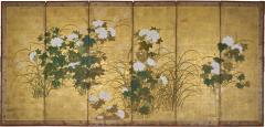 Japanese Six Panel Screen Peony and Wild Grasses on Gold - 4688731