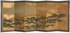 Japanese Six Panel Screen Pine Trees in the Mist - 4358685