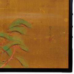 Japanese Six Panel Screen Plum Willow and Pine on Silk - 3145916