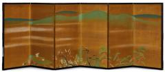 Japanese Six Panel Screen Plum Willow and Pine on Silk - 3145943