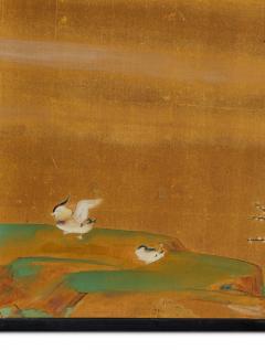 Japanese Six Panel Screen Plum Willow and Pine on Silk - 3145950