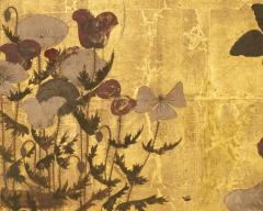 Japanese Six Panel Screen Poppies in a Garden Landscape - 4409485