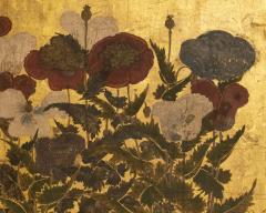 Japanese Six Panel Screen Poppies in a Garden Landscape - 4409487