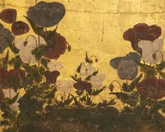Japanese Six Panel Screen Poppies in a Garden Landscape - 4409491
