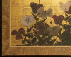 Japanese Six Panel Screen Poppies in a Garden Landscape - 4409492