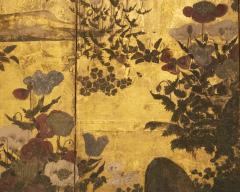 Japanese Six Panel Screen Poppies in a Garden Landscape - 4409494