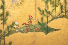 Japanese Six Panel Screen Rimpa Flower Landscape - 2729126