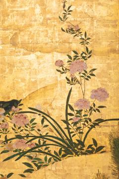 Japanese Six Panel Screen Rimpa Flower Landscape - 2729135