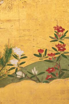 Japanese Six Panel Screen Rimpa Flower Landscape - 2729139