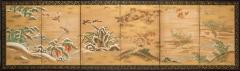 Japanese Six Panel Screen Rimpa School Painting of Seasonal Landscape - 327611