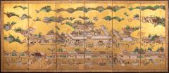 Japanese Six Panel Screen Scenes In and Around Kyoto Rakuchu Rakugai zu  - 2736270