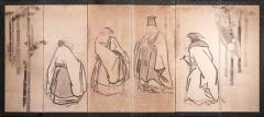 Japanese Six Panel Screen Scholars in a Bamboo Forest - 3158382