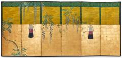 Japanese Six Panel Screen Sudare and Wisteria - 3209159