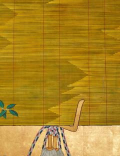 Japanese Six Panel Screen Sudare and Wisteria - 3209163