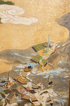 Japanese Six Panel Screen Tosa School Painting of the Battle of Yashima - 1964276