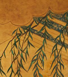 Japanese Six Panel Screen Uji Bridge with Herons and Summer Willow - 3219536