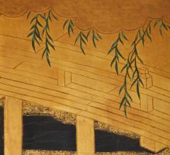 Japanese Six Panel Screen Uji Bridge with Herons and Summer Willow - 3219555