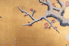 Japanese Six Panel Screen Winter Landscape with Flowering Plum - 1805129