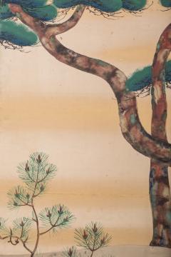 Japanese Six Panel Screen Young Pine and Bell Flowers - 2540213