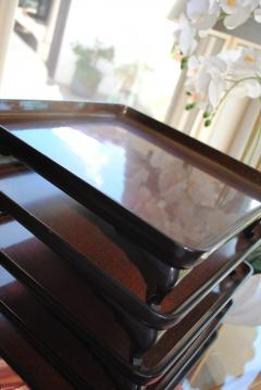Japanese Tea Trays 5 Roiro Lacquer Meiji 19th c  - 4565169