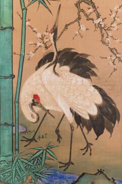 Japanese Two Panel Screen Amorous Cranes and Turtles - 1981541