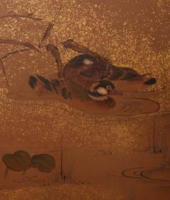 Japanese Two Panel Screen Aquatic Birds and Plants - 3085178