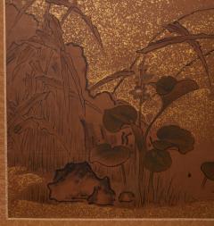 Japanese Two Panel Screen Aquatic Birds and Plants - 3085189