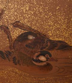 Japanese Two Panel Screen Aquatic Birds and Plants - 3085204