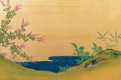 Japanese Two Panel Screen Autumn Maple and Quail - 3310522