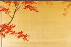 Japanese Two Panel Screen Autumn Maple and Quail - 3310526