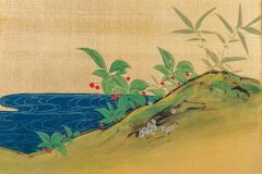 Japanese Two Panel Screen Autumn Maple and Quail - 3310527
