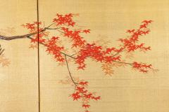 Japanese Two Panel Screen Autumn Maple and Quail - 3310528