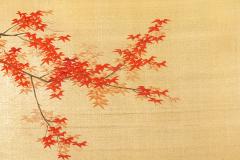 Japanese Two Panel Screen Autumn Maple and Quail - 3310529