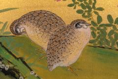 Japanese Two Panel Screen Autumn Maple and Quail - 3310535