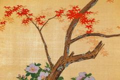 Japanese Two Panel Screen Autumn Maple and Quail - 3310537