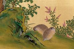 Japanese Two Panel Screen Autumn Maple and Quail - 3310540