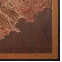 Japanese Two Panel Screen Autumn Scene of Red Maple and Chrysanthemums - 3248218
