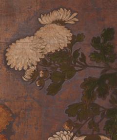 Japanese Two Panel Screen Autumn Scene of Red Maple and Chrysanthemums - 3248234