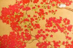 Japanese Two Panel Screen Azalea Tree With Birds - 1631408