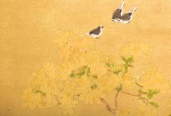 Japanese Two Panel Screen Azalea Tree With Birds - 1631409