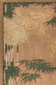 Japanese Two Panel Screen Bamboo Grove on Mulberry Paper with Gold Dust - 2540228