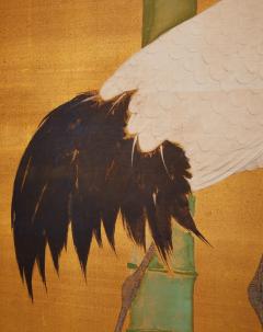 Japanese Two Panel Screen Bamboo and Manchurian Crane - 3198464