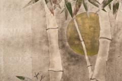 Japanese Two Panel Screen Bamboo in the Moonlight on Silver - 3398013