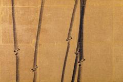 Japanese Two Panel Screen Bamboo with Calligraphy Poem - 3096261