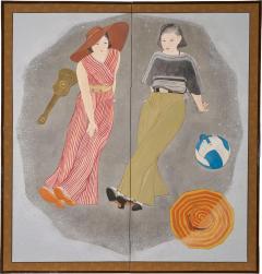Japanese Two Panel Screen Beach Party - 4450200