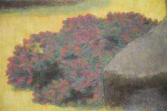Japanese Two Panel Screen Bird on a Rock on a Minimalist Ground - 3138298